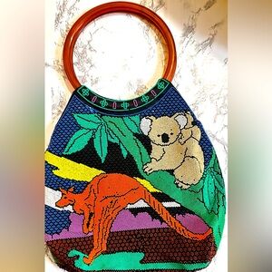 Colorful Animal beaded design tote handbag Women's Bag